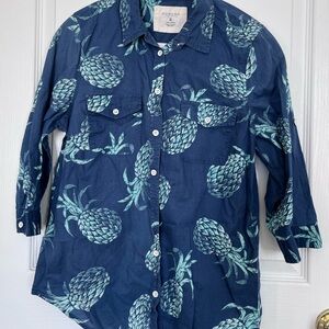 Sonoma Navy Shirt with Teal Pineapple Print